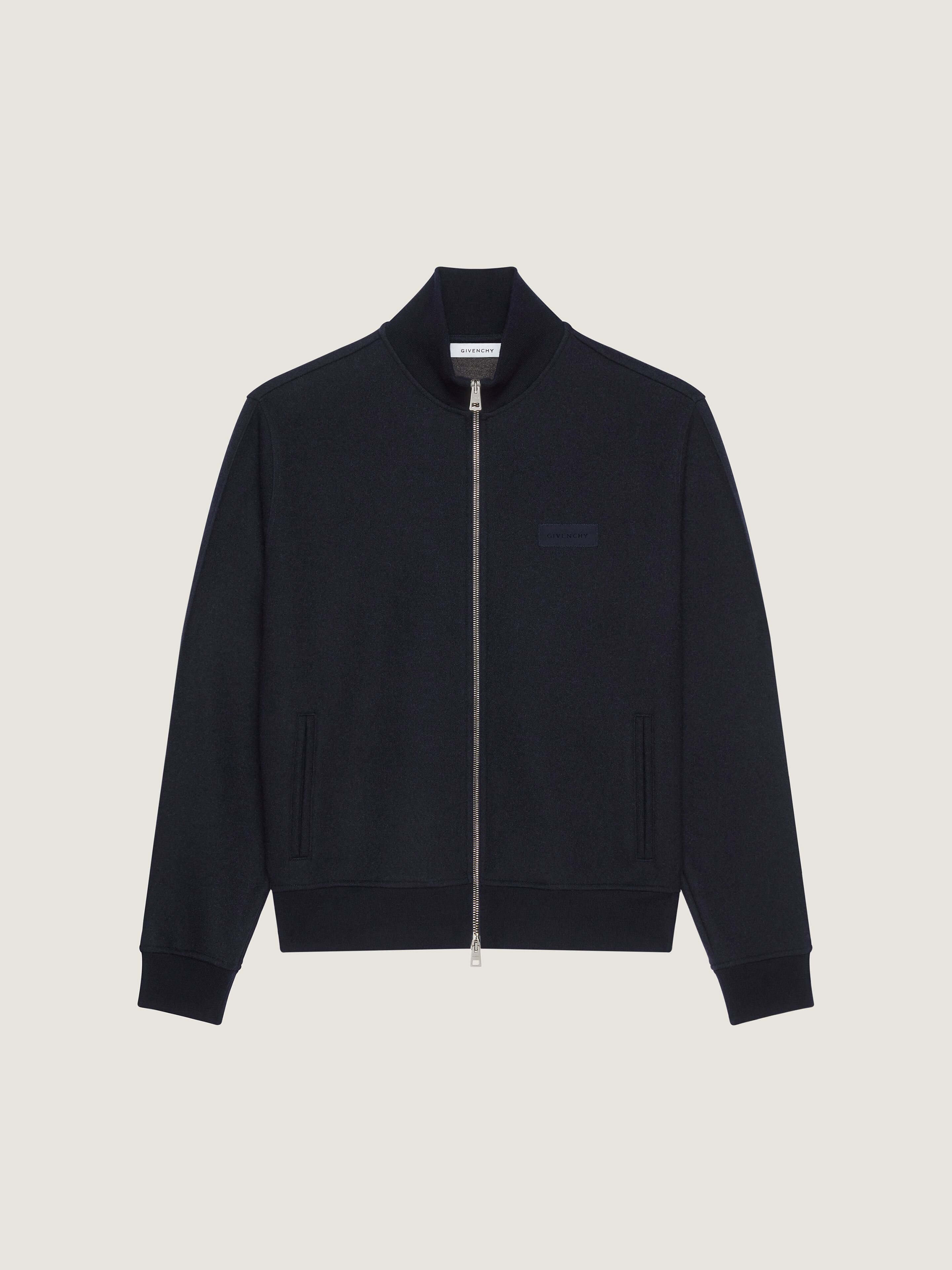 Zipped sweatshirt in wool cashmere with GIVENCHY patch
